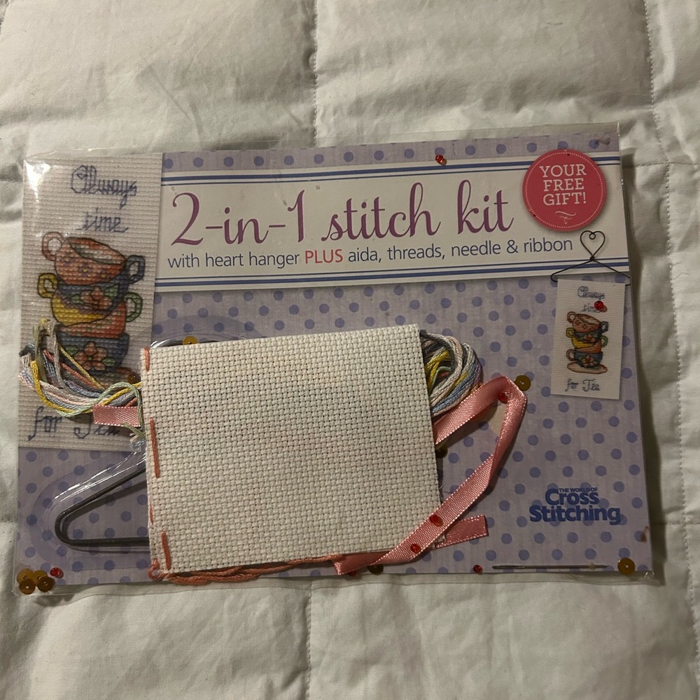 Cross Stitch Kit with Threads and Ribbon - Picture 2 of 3